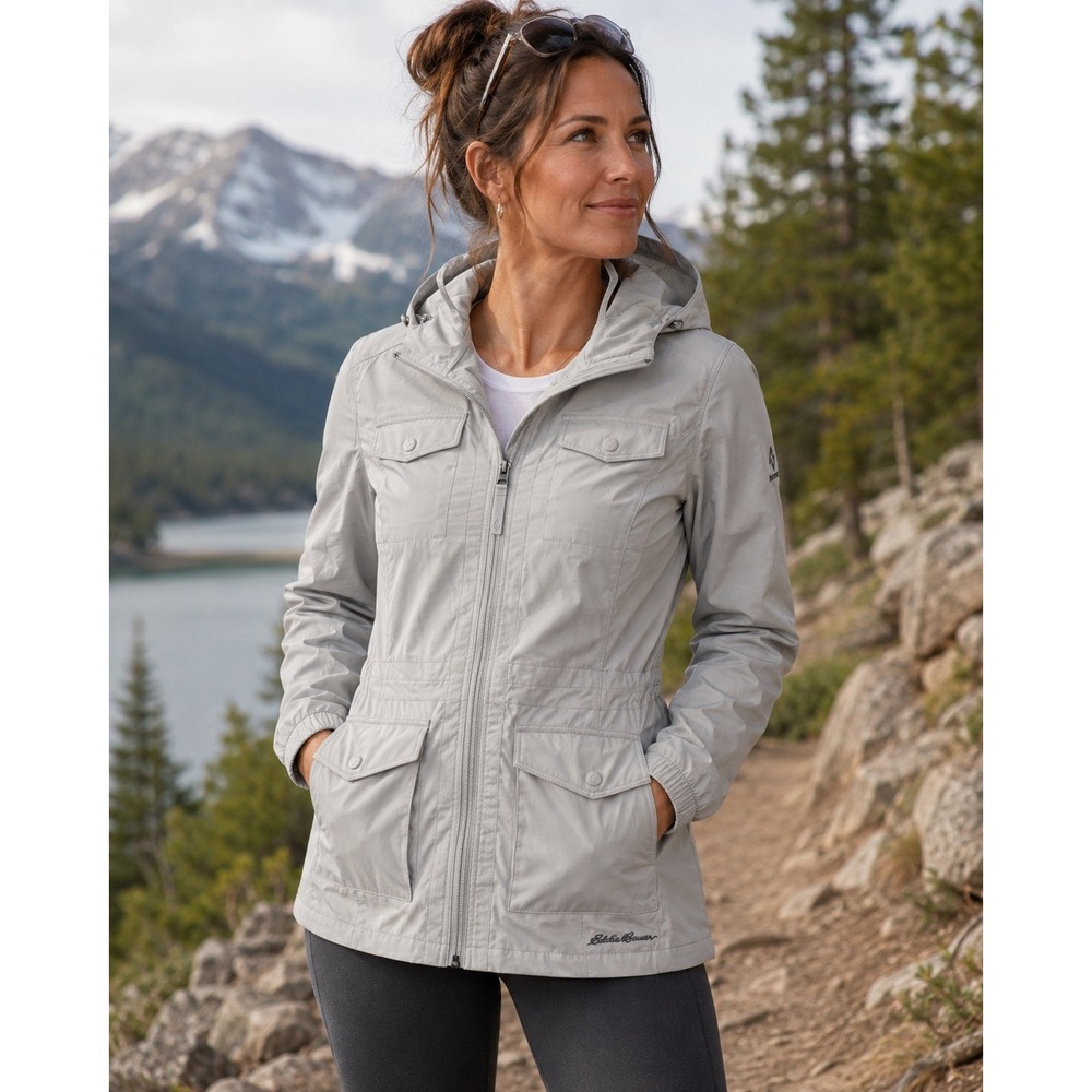 NWT Eddie Bauer Travex Atlas II Hooded Stretch Travel Jacket UPF 50 Sz M tall